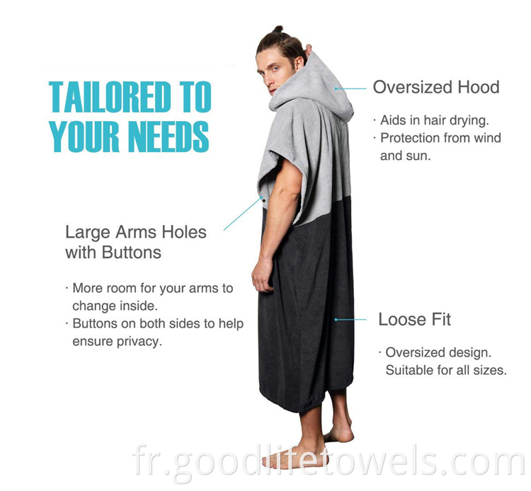 Custom Microfiber Beach Surf Poncho Changing Towel